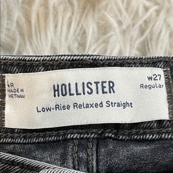 HOLLISTER Low Rise Relaxed Straight Washed Black Denim Jeans Size 4 - Picture 8 of 9
